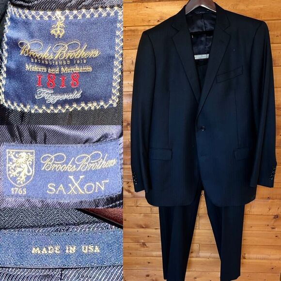 $1299 Brooks Brothers Saxon 1818 Fitzgerald fit suit 44L - Picture 1 of 15
